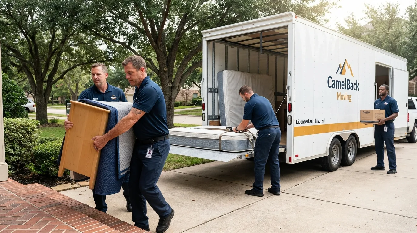 Crew loading residential truck for cross-state move from Cuba, NY